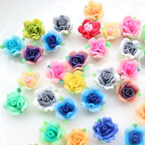 120pcs mix color medium 15mm polymer clay handmade Rose Flower Bouquet Cabochon Cab Polymer Clay