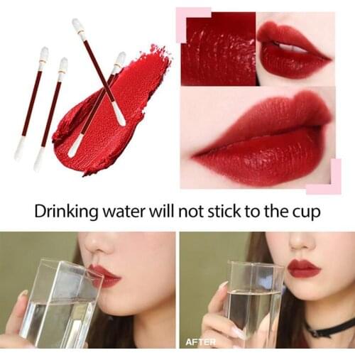 20pcs Cigarette Lipstick Cotton Swab Long Lasting Waterproof Disposable Portable Lipstick Moisturizing Lip Non-Stick Lipstick