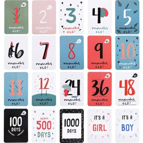 20pcs Baby Growth Milestone Commemorative Card Month Days Photography Props Milestone Photographic Props for Infant Growth 0-48M