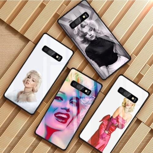 Marilyn Monroe Tempered Glass Phone Case For Samsung Galaxy S8 S9 S10 S20 PLUS J8 J6 J4 2018 NOTE 8 9 10 Cover Shell