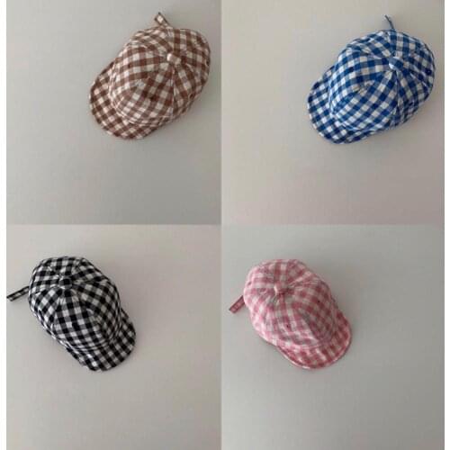 Baby Boy Girl Hat Korean Plaid Toddler Caps Accessories Baseball-cap 0-24M