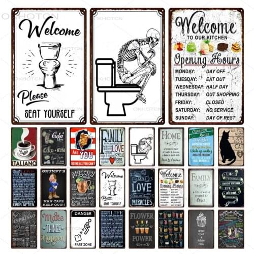 Welcome To My Home Family Rules Sign Vintage Metal Tin Wall Art Home Decoration Plaque Metal Bar Cafe Tin Sign