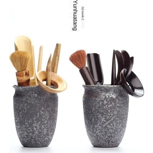 Japanese-Style Coarse Pottery Kung Fu Tea Set Tea Ceremony Zero with Rust Glaze Tea Ceremony Six Gentlemen Tea Set Siteel