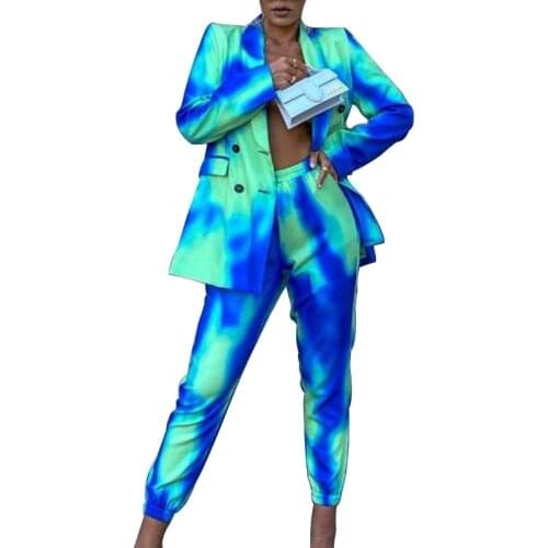 Spring Fall Streetwear Womens Set Long Sleeve Blazer Pants Suit Office Lady Tracksuit Two Piece Set Fitness Outfits