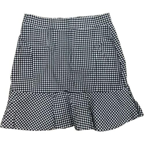 PERHAPS U Black Mermaid Skirt Vintage Mini High Waist Short Plaid Black Elegant Summer Bag Hip S0309