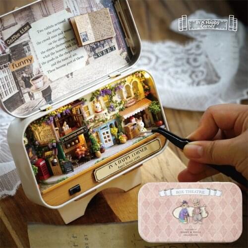 Handcraft Miniature Project Kit Dollhouse in a Happy Corner Tin Box