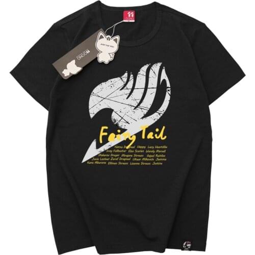 Fashion Design Fairy Tail Printing Tee Shirt Short Sleeve T Shirt Blouse O-Neck Causal Summer Comics Cool T-shirt Slim Top