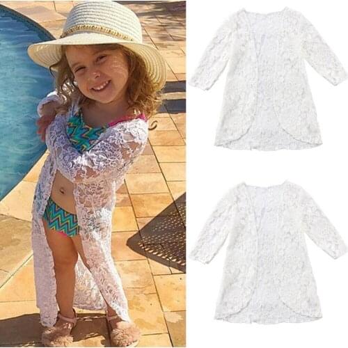 0-5Years Toddler Kids Baby Girl Fashion Beach Coat Long Sleeve Cardigan Lace Hollowed-out Coats