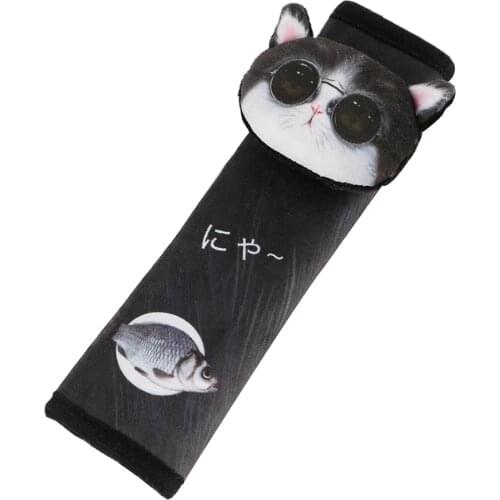 Cartoon Animal Car Seat Belt Cover Seatbelt Shoulder Pad (Cat w/ Glasses)
