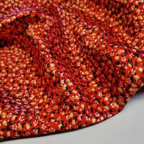 Soft Satin Flower Fabric Craft Sateen Tilda Scarf Silky Printed DIY Material