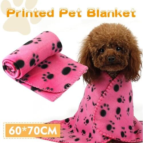 Soft Lovely Pet Dogs Cats Bed Mat Blanket Soft Warm Fleece Paw Print Design Pet Puppy Bed Sofa Pet Product Cushion Cover Towel