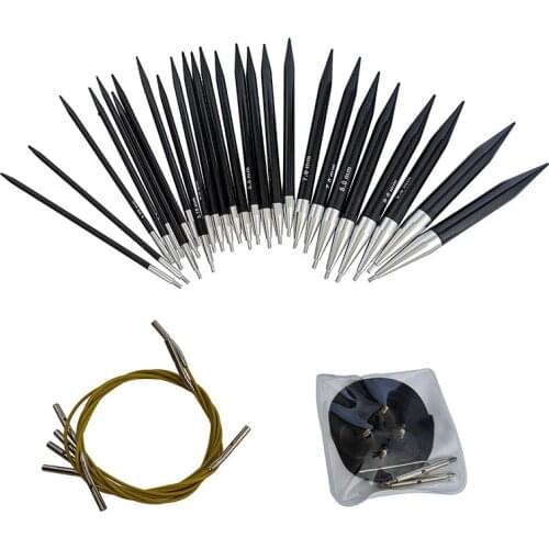 Black 2.75mm-10mm Crochet Hook Knitting Needles Set Interchangeable Portable Removable Sweater Circular Knitting Tools