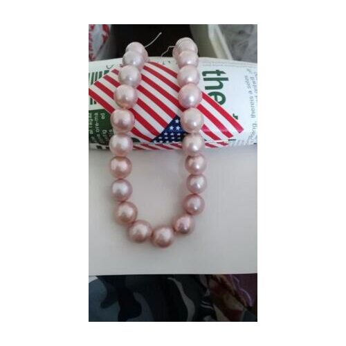 Free shipping >>>>noble jewelry stunning 10-11mm Natural south sea pink pearl necklace 14 K gold