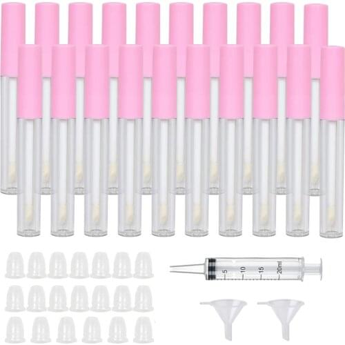 20 PCS 2.5ML Empty Lip Gloss Tube Cosmetic Mini Lip Gloss Containers Brush Tip Applicator Wand for Lip Refillable Makeup DIY