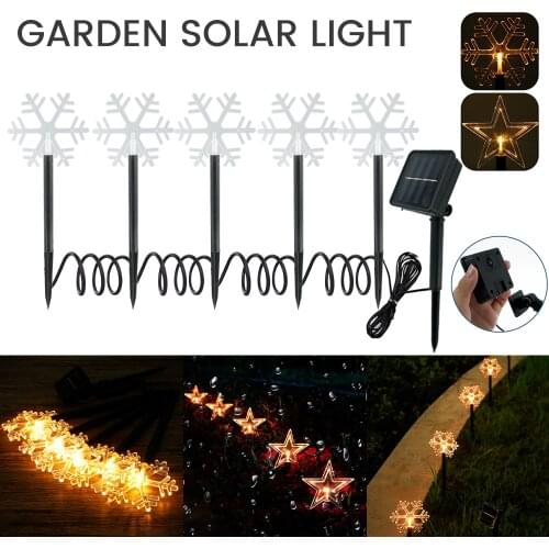 Solar Garden Light Outdoor Decorative Solar Powered Stake Light LED Landscape Light Christmas Xmas Holiday Decor 14 Inch/5 Poles