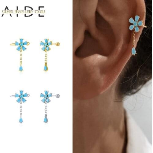 AIDE Exquisite Petal pendientes Stud Earrings For Women Fashion Flower Piercing 925 Sterling Silver Earings Jewelry kolczyki