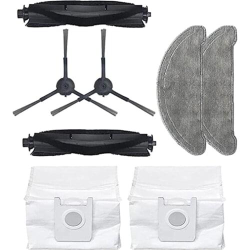 TOP!-8 Pcs for Roidmi EVE Plus Robot Vacuum Cleaner Accessories Kit Dust Bag Mops Cloth Roller Brush Side Brush