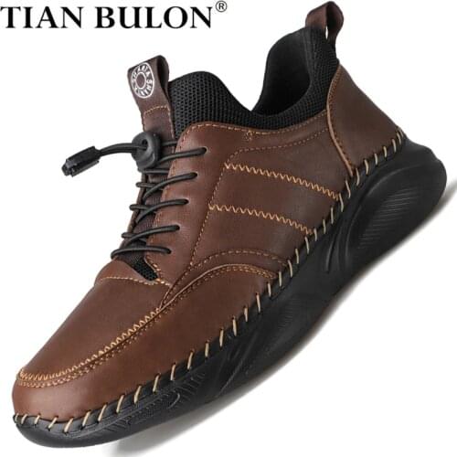 Genuine Leather Mens Casual Shoes Men Luxury Sneakers Designer Mens Loafers Moccasins Breathable Boat Shoes Men Plus Size 38-48