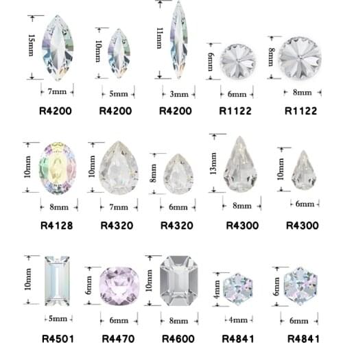 12pcs Navette,cube,Rivoli,Drop,Square 3D Nail Art Decorations Crystal Glass Jewelry Diamond DIY Beauty Rhinestones for Nails