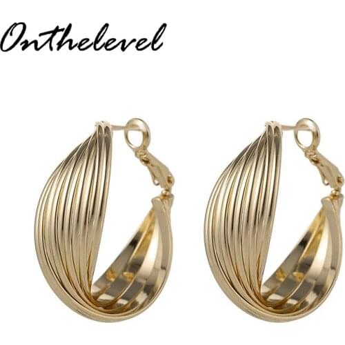 2020 New Minimalist Gold Metal Circle Earring Geometric Round Hoop Earrings for Women Girl Wedding Party Jewelry