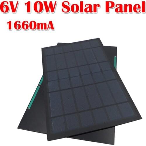 10W 1660mA 6V Standard Epoxy Polycrystalline Silicon Solar Panel Outdoor Camping Charge DIY Battery Power Waterproof Solar Board