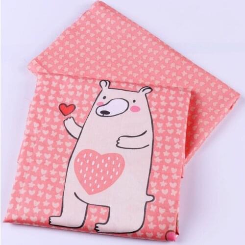 50cm*40cm 100%Cotton Fabric Zoo Deer Rabbit Fox Cat Sheep Pink Series Tissu DIY Patchwork Sewing Baby Clothing Quilt Dolls Tilda