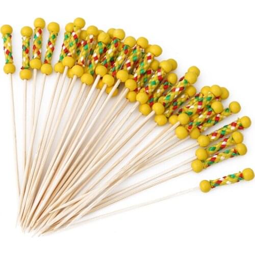 100pcs/pack Disposable Bamboo Food Picks Fruit Fork Sticks Buffet Cupcake Toppers Cocktail Forks Wedding Festival Decoration