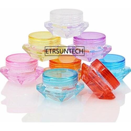 2g Diamond Shape Plastic Facil Cream Jar, DIY Elegant Colored Cosmetic Cream Container, Lip Balm Storage Box F1212