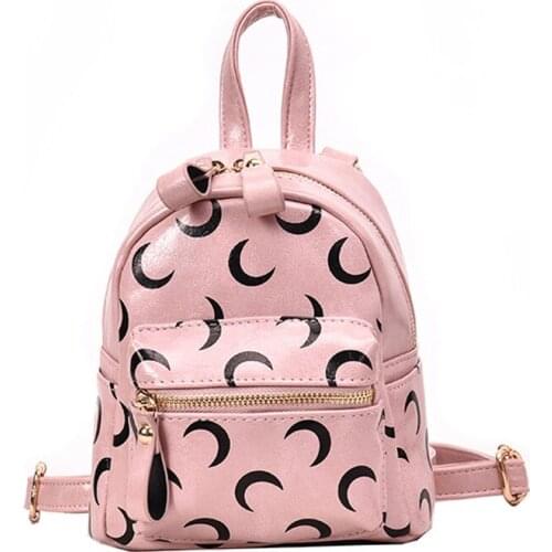 3PCS / LOT Moon Pattern Mini Women Backpack Student School Bag Backpack Solid Color Lovely Bag Sweet Cute Girls Gift