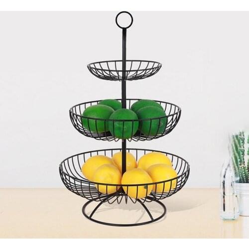 3 Tier Retro Simple Round Metal Household Fruit Plate Tray Stand Storage Basket Snack Dishes Cake Plate Candy Dish Tray