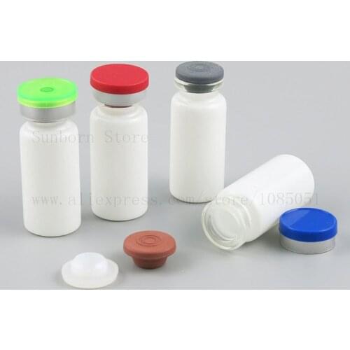30pcs small empty paint white glass vials with flip off cap medical injection bottles containers 10ml 1/3 oz 10cc