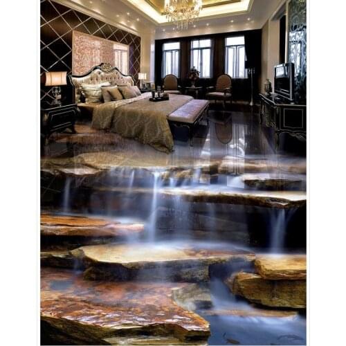 Home Decoration 3d wallpaper pvc Stone waterfall living room bathroom 3d flooring waterproof floor