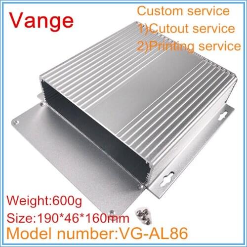5pcs/lot split project metal enclosure cases 190*46*160mm 6063-T5 aluminum instrument housing shell for electronics chassis