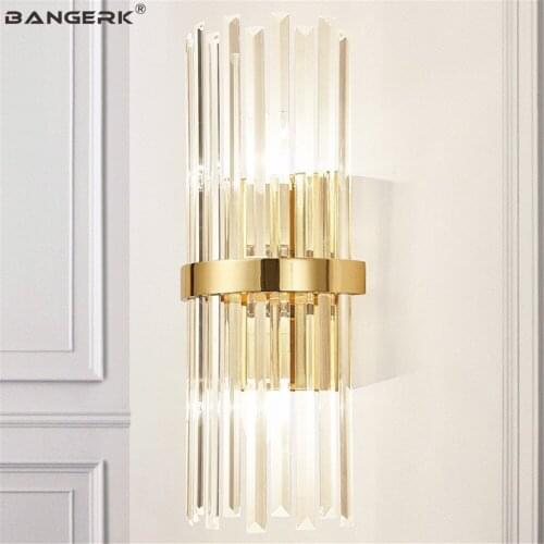 American Luxury Crystal Wall Lamp Modern Gold Bedroom Bedside Wall Light LED Sconce Home Decor Lighting Fixtures Luminaria