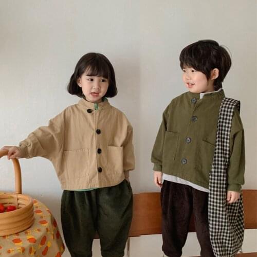 Korean Childrens Clothing Childrens Jackets for Boys and Girls Baby new cardigan Loose Retro Cotton Coat Jacket