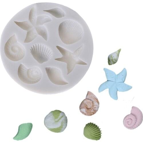 Marine Shell Starfish Conch Mould Silicone Mold Fondant Cake Decorating Tool Gumpaste Sugarcraft Chocolate Forms Bakeware