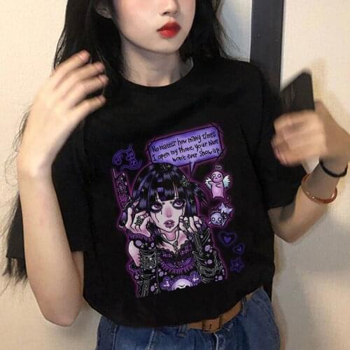 Harajuku anime y2k short sleeve t-shirts punk girl cute fun kawaii casual top Ulzzang Oversized t-shirt summer womens T-shirt