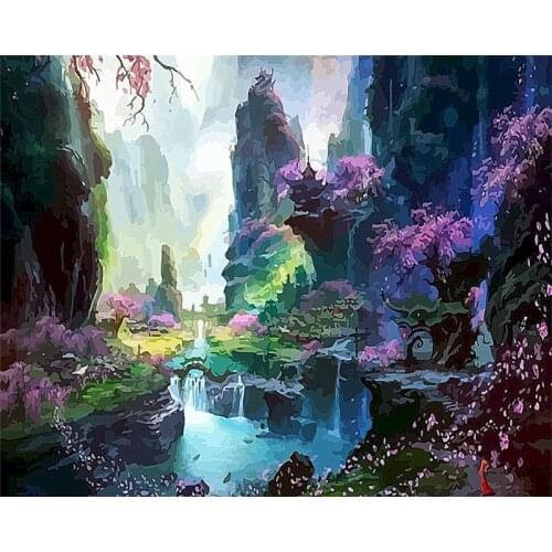 GATYZTORY 40x50cm Frame Mountain scenery Coloring By Numbers Landscape Home Decoration DIY Oil Painting By Numbers Canvas Handpa