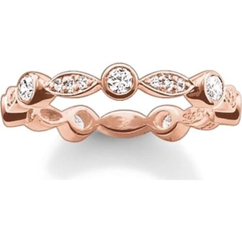 Eternity Wave Rings Rose Gold Color White Zirconia, European Fashion Thomas Style Glam Love Ring Jewelry Ts Soul Gift for Women