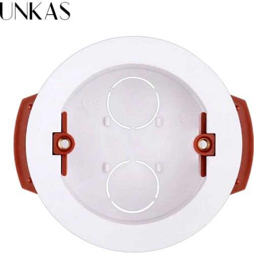 UNKAS Round Dry Lining Box For Gypsum Board / Drywall / Plasterboad 50mm Installation Distance 32mm Depth Mount Box