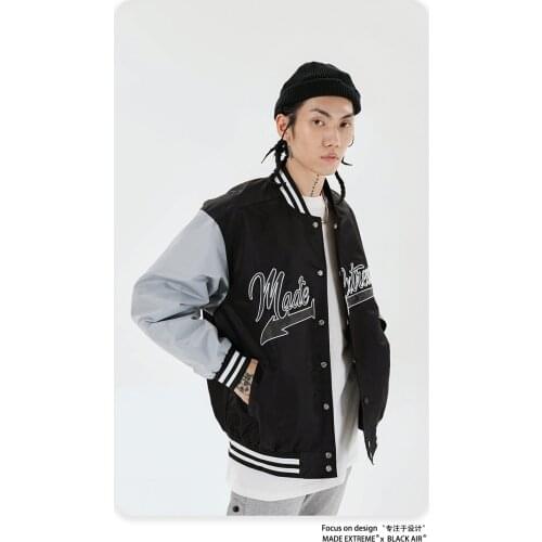 Casual Baseball Jacket for Men College Style O Neck Mens Spring Jacket Bomber Male Harajuku Oversized Coat Men Clothing Outwear
