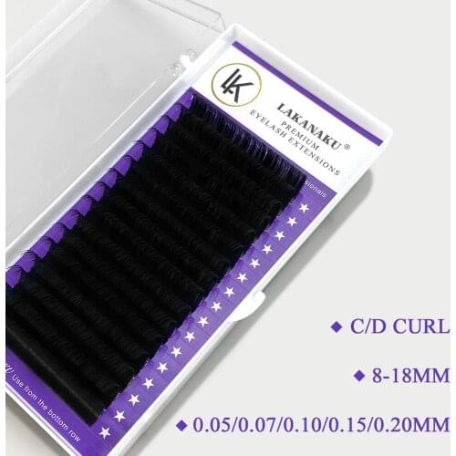 LAKANAKU Private Label Faux Classic Mink Lash Extensions Volume Lash Trays Matte Black Eyelash Extension All Size Cilios