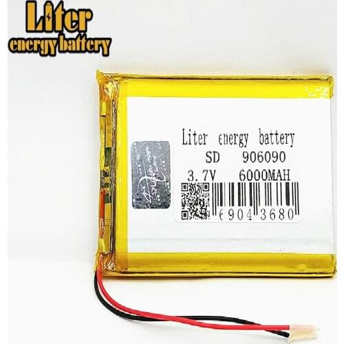 3.7V polymer lithium battery 906090 6000MAH Large Capacity Rechargeable Li-ion Cells With PCB For DVD Tablet GPS Electric Toys