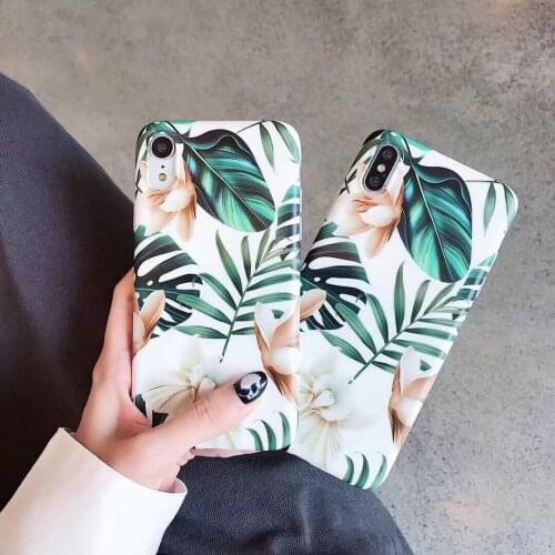 Retro Green Leaf Flowers for Apple 12 Phone Case Iphonexs All-Inclusive Soft Shell Simple IMD