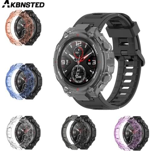 AKBNSTED Soft Silicone Watch Protective Shell For Huami Amazfit T-Rex Smart Watch Replacement Watch Case For Amazfit A1918 Watch