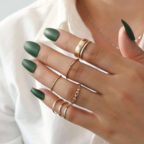 Womans Gold Rings Set Punk Geometry Trendy Joint Minimalist Tail Ring For Woman Fashion Korean Version Casual Knuckle Jewelry