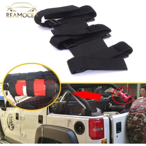 Reamocea Nylon Bar Fire Extinguisher Holder Strap Safety Protection Kit Mount Fit for Jeep Wrangler TJ 1987 1997 2006 2014 2015