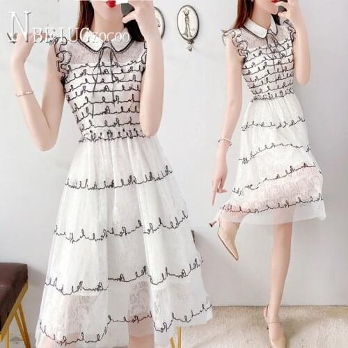 2020 New Summer Temperament Women Dress Lace Princess Female Dresses
