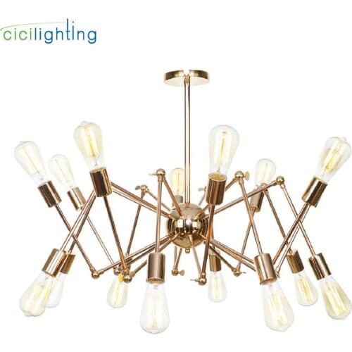 New Arrival 6/8/10/12/16 Light Gold Plated Pendant Light Art Spider Living Room Dining Room Lamparas Colgantes Luminaire