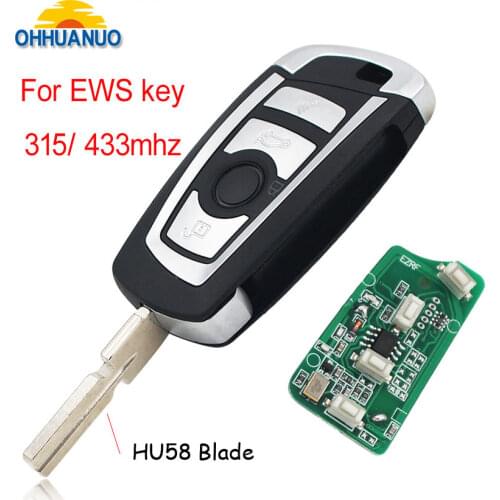 New Modified Folding Remote Key 3 Button 315/433MHZ for BMW EWS HU58 Blade without chip